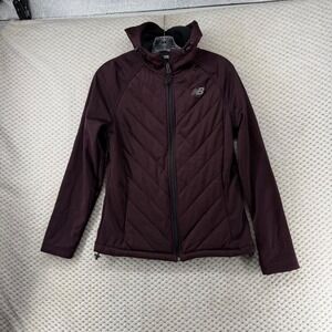New Balance Women's Jacket Small Full Zip Quilted Burgundy Raisin‎ Athletic Warm
